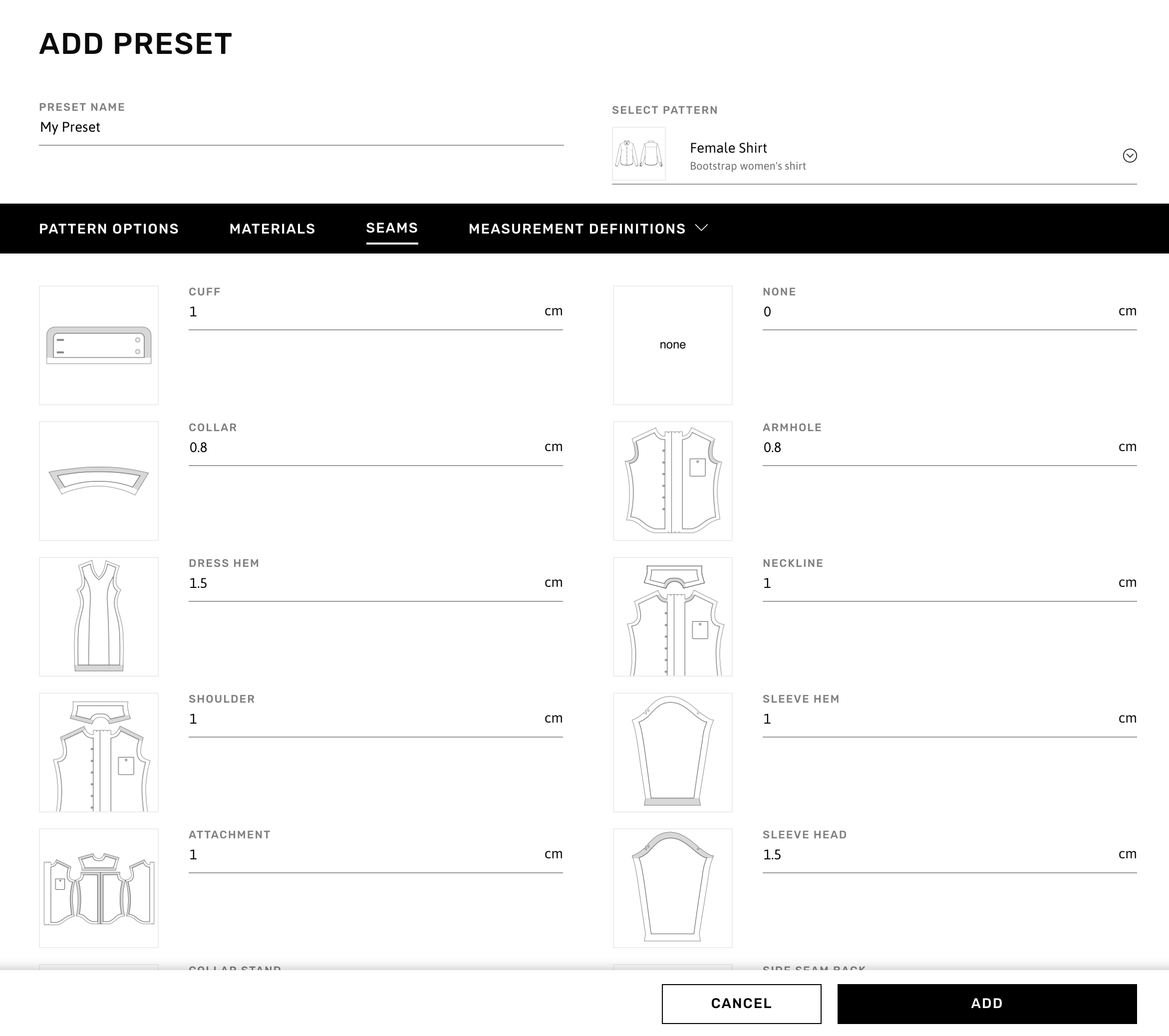 Draft Preset - Seam Options