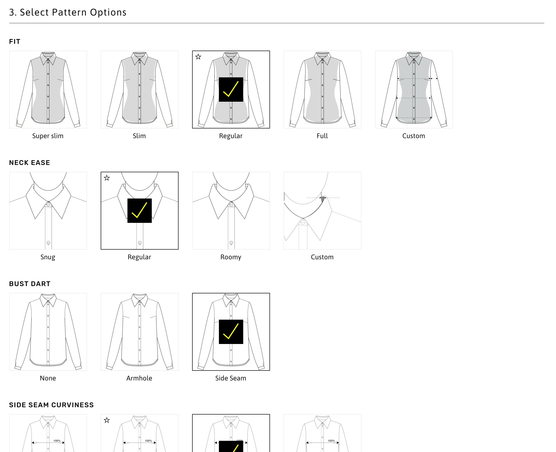 Select pattern options