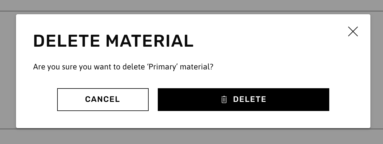 Delete confirmation popup for Material