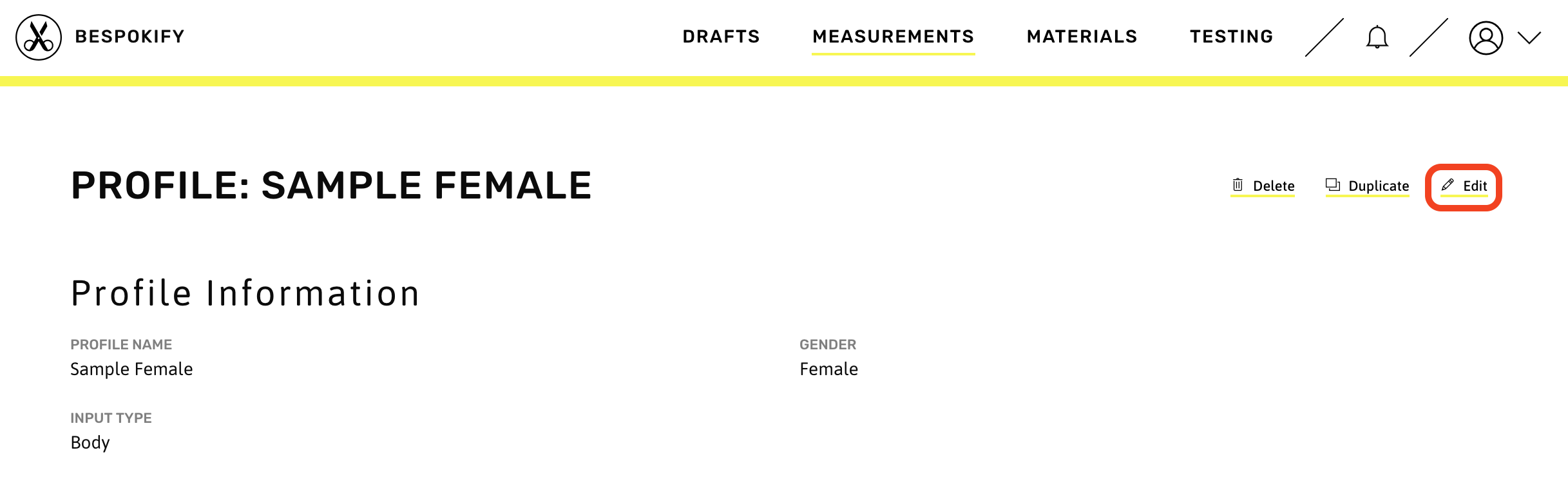 Editing from the Measurements detail