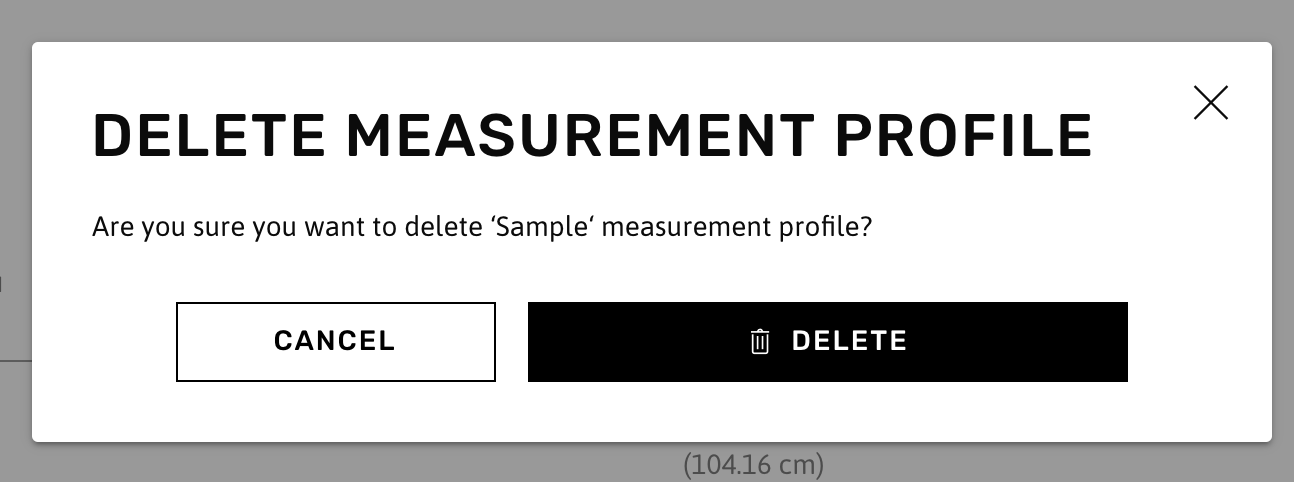 Delete confirmation popup for Measurement profiles